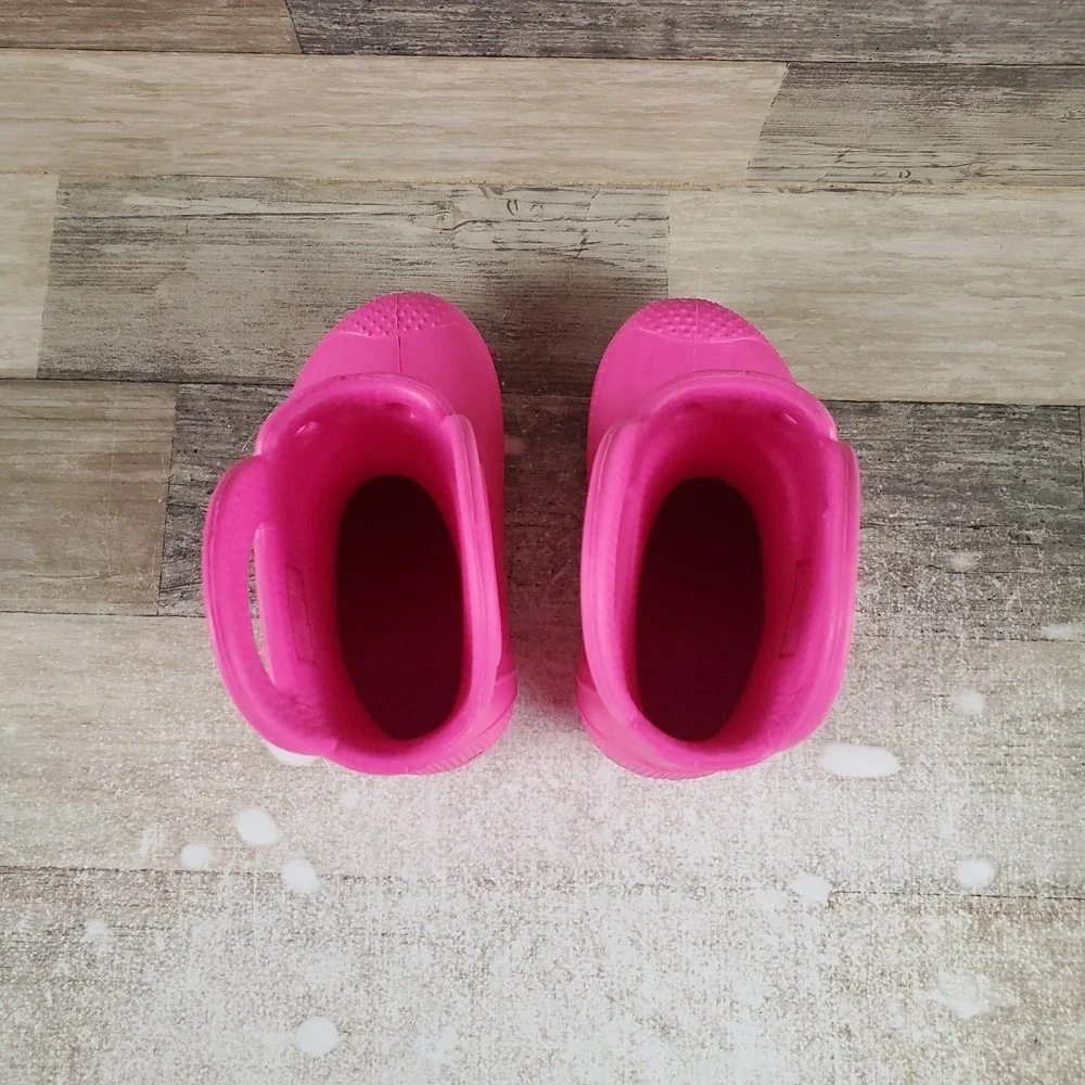 Crocs Wellies Handle It Rain Kids‎ Boot Sz 7 Pink Crush Comfort Waterproof